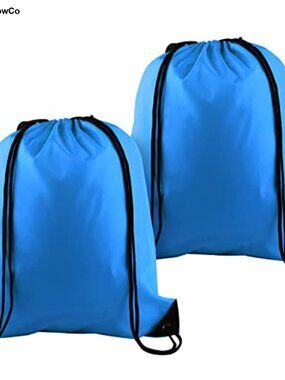 2 Pack Drawstring Backpacks Polyester PU Leather Gym School Bag Lightweight